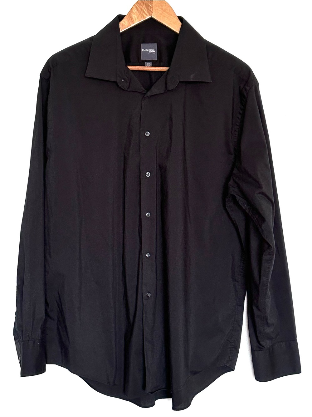Madison Shirt Men’s XL Black Slim Fit Button Up Long Sleeve Collared Top